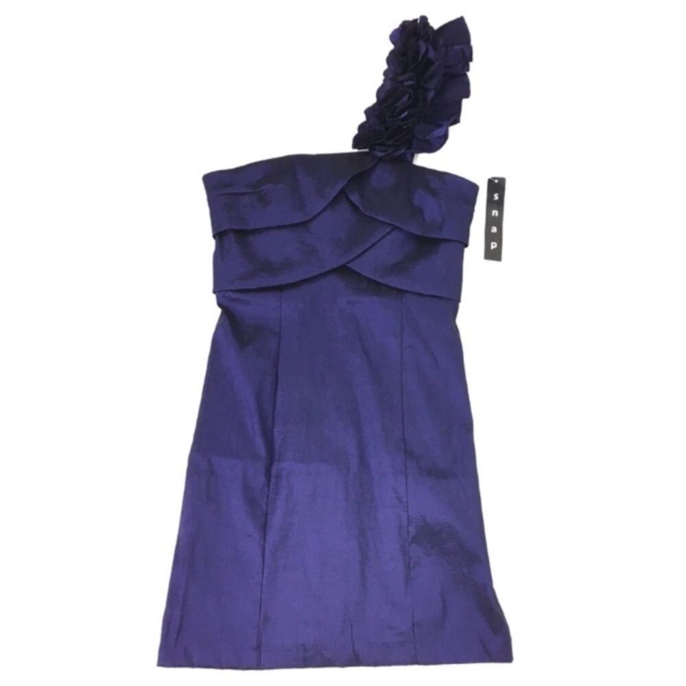 SNAP Dress Ruffle One Shoulder Asymmetrical Short Mardi Gras Krewe Ball 11 NWT